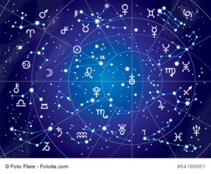 XII Constellations of Zodiac (Ultraviolet Blueprint Map)